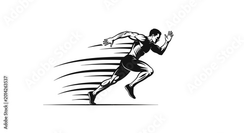 Schilderij op canvas Man running fast with dynamic motion lines.