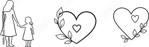 Photos Mother and daughter holding hands with heart symbols