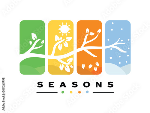 Four Seasons Nature Tree Vector Logo Design