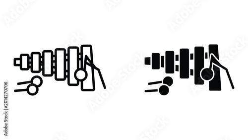 Obraz na płótnie Black and white marimba xylophone musical instruments comparison
