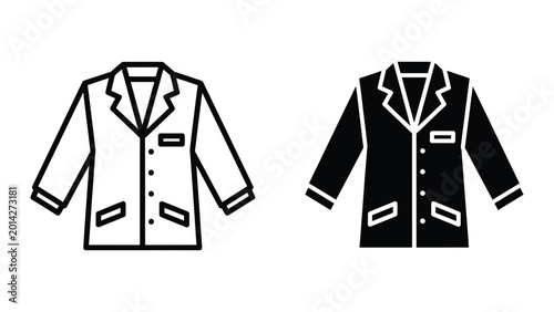 Tableau sur toile Black and white double-breasted lab coats side by side