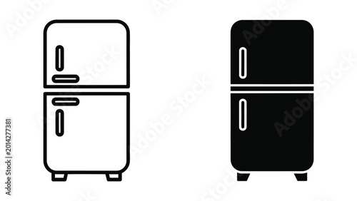 Minimalist black and white vintage fridge freezer combo