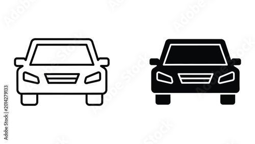 Simple black and white car icons facing forward