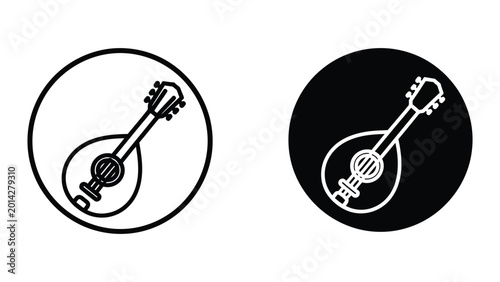 Obraz na płótnie Minimalist balalaika musical instrument icon pair