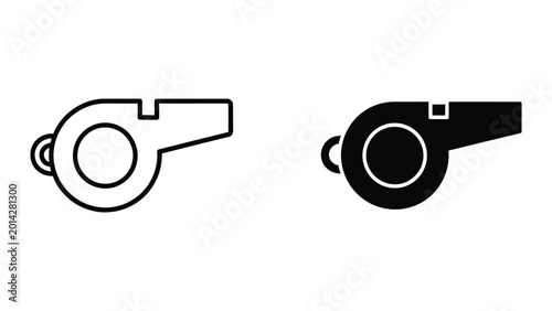 Tableau sur toile Simple whistle icon in black and white outline style