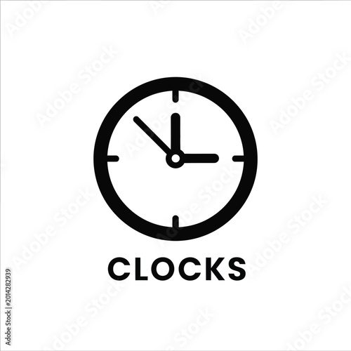 Photography Black clock icon on a white background a simple timekeeping symbol with hands po