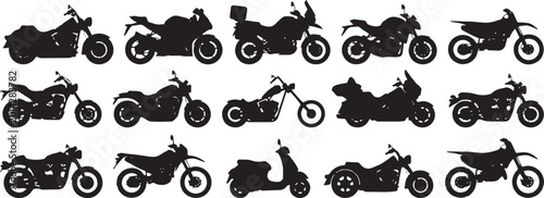 Bild auf Leinwand Large collection of motorcycle silhouettes featuring various styles including cr