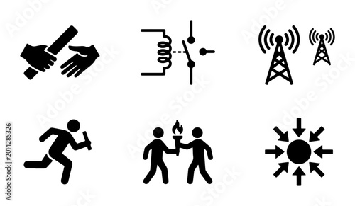 Foto Relay Race, Electrical Switch, Communication Towers, Running Torchbearer, Teamwo