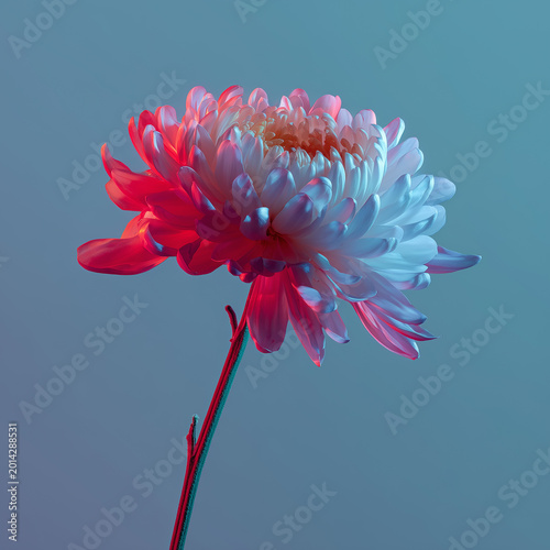 A neon white flower with a gradient background 