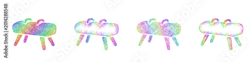 Foto Multicolor sketch Pommel horse icon design set