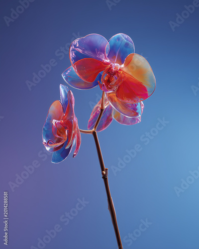 Transparent purple orchids made from glass  