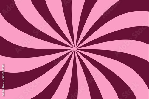 Retro Psychedelic Pink and Burgundy Swirl Background with Radial Spiral Stripes
