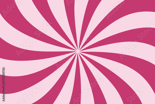 Retro Pink Swirl Background with Psychedelic Radial Spiral and Candy Style Stripes