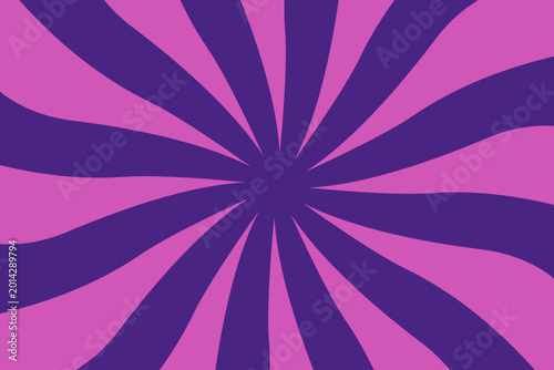 Retro Purple and Pink Sunburst Background with Psychedelic Swirl Radial Stripes