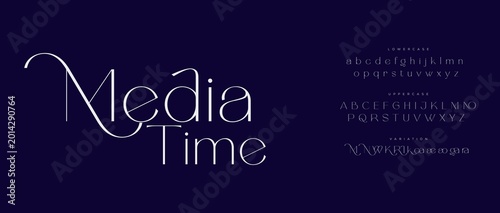 Elegant media time text with alphabet characters
