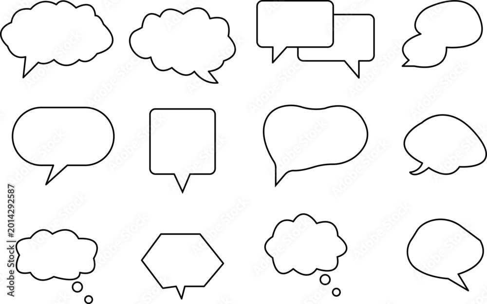 Fototapeta premium Collection of various comic book style speech bubbles and thought clouds