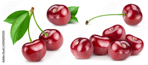 Fotografi Cherry isolated on white Clipping Path