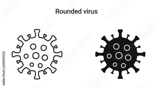 Rounded virus illustration with spike proteins