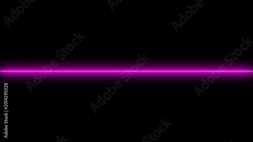 Glowing straight neon line animation on black background.