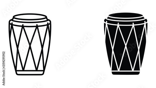 Two traditional hand drums with geometric patterns