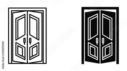 Obraz na płótnie Elegant black and white double door design vector illustration