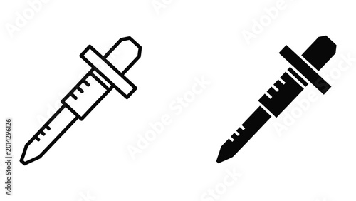 Fotografie Black and white syringe icon pair with measurement markings