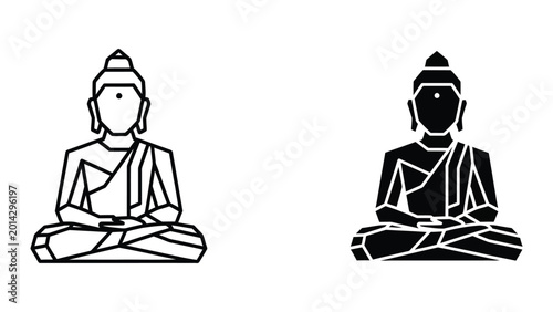 Slika na platnu Buddha statues sitting in meditative pose side by side