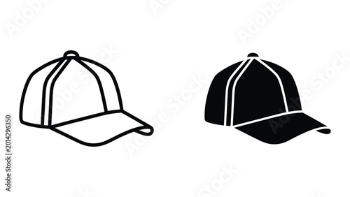 Foto Black and white baseball caps comparison illustration