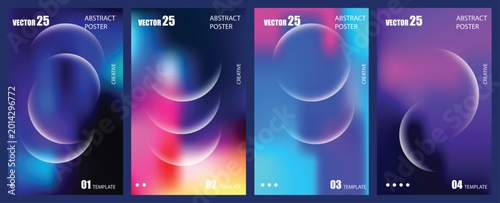 Schilderij op canvas Abstract vertical backgrounds with glowing circles and vibrant neon gradient colors for modern mobile phone screens and digital design projects