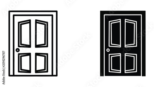 Obraz na płótnie Simple black and white double doors illustration