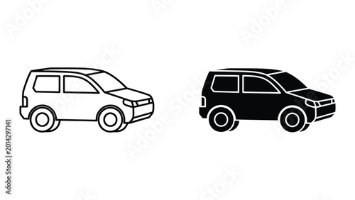 Foto Simple black and white station wagon and suv icons side by side