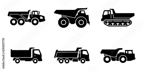 Photos Heavy Duty Dump Truck Icons, Construction Vehicle Silhouettes, Industrial Transp