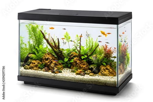 Contemporary Cube Aquarium with Colorful Siamese Fighting Fish