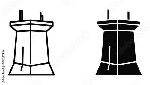 Obraz na plátně Simple black and white tower illustration with crossbars