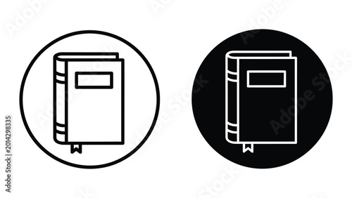 Closed book icon in contrasting circular background