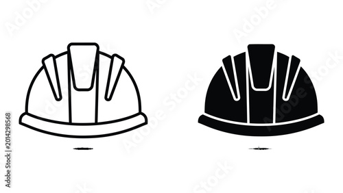 Black and white hard hat safety helmet icon vector illustration