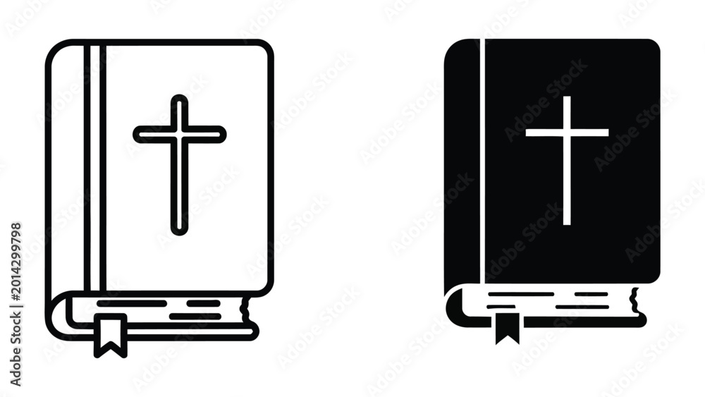 Fototapeta premium Bible icon with cross symbol in two color styles