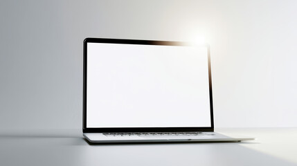 Sleek laptop displaying blank screen, offering copy space for digital content design and modern technology mockups