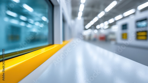 Modern industrial interior with digital lighting and reflective surfaces showcasing advanced digital literacy in design