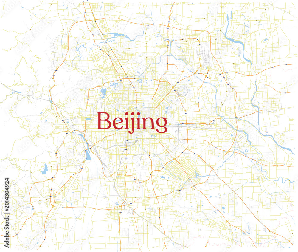Fototapeta premium Beijing China Topographic Street Map Illustration 