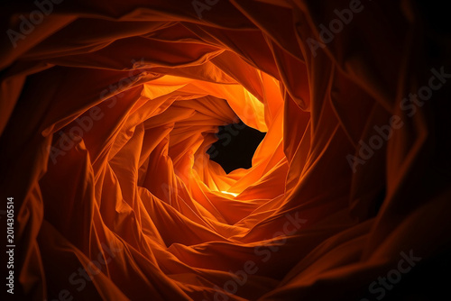 Spiral abstraction of colorful swirling fabric