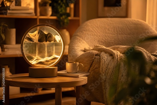 Dynamic Sandscape Lamp with Vibrant Flowing Sand Art in Glass