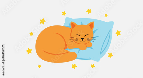 Obraz na płótnie Sleeping Orange Cat on Pillow.