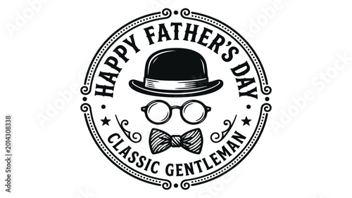 Foto Gentleman icon displays a classic bowler hat with round spectacles and a formal bow tie emblem