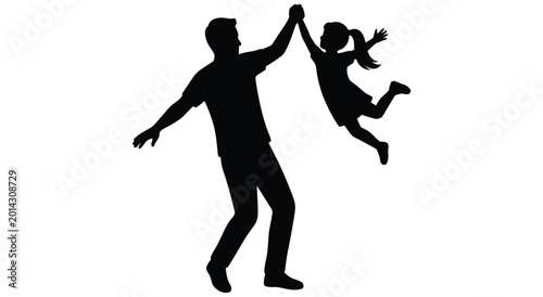 Canvas-taulu Father and daughter silhouettes depict a joyful parent lifting his child in a playful moment