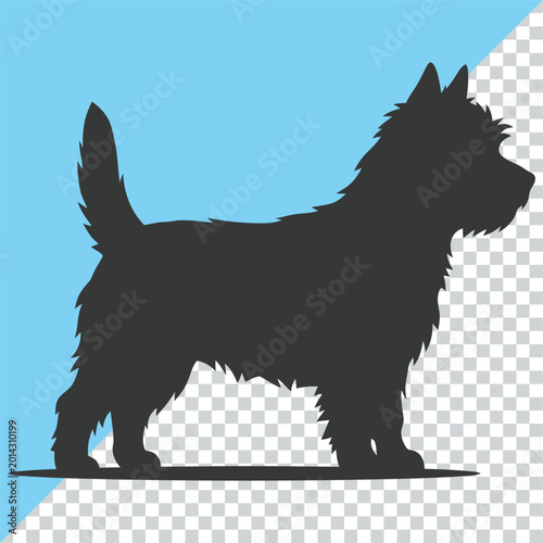 West highland white terrier silhouette with dog breed silhouette standing side view domestic