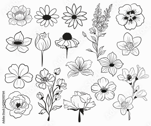 lower SVG Bundle | Floral Clipart, Botanical Vector Flowers, Wedding & Craft Design Elements