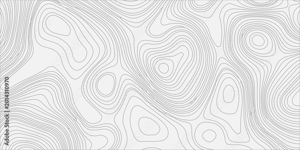 Naklejka premium Grey topographic map contour lines on white background, abstract vector geographic terrain relief pattern background