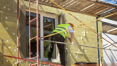Quadro su tela Detail of Exterior Wall Plastering and Thermal Insulation Installation