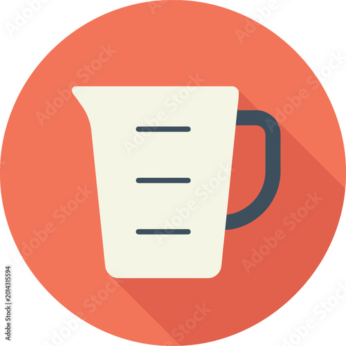 Fotografie Measuring cup for liquid or dry ingredients icon in flat style with long shadow